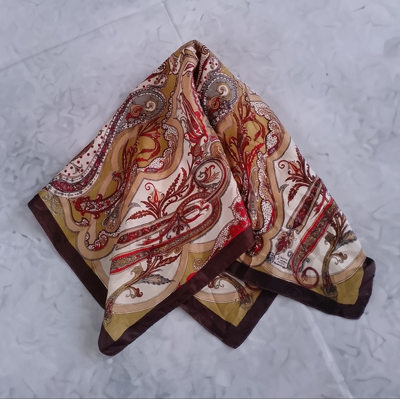 Vintage Liberty of London Paisley Silk Scarf Blue & Multicolor 23” x 23” - Picture 3 of 9